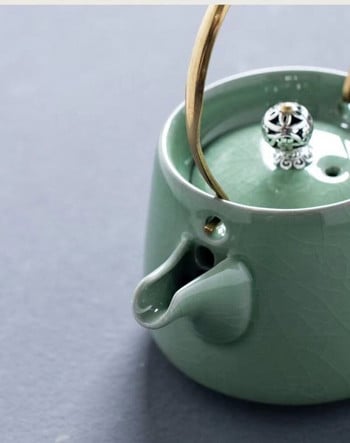 Ретро керамичен чайник Чаен комплект Пуер Чайник и комплект чаши Отопляем чайник Чайници Чайници Китайска чаша Сервизна церемония Глинен кафе бар