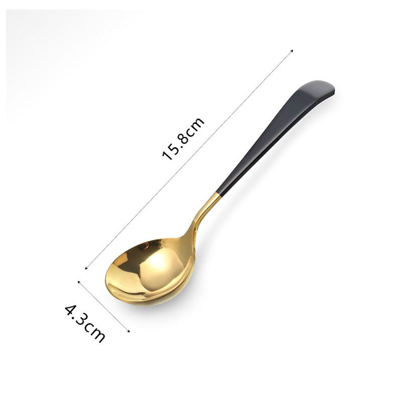 1 bucăți linguri cu cap rotund din oțel inoxidabil lingură de masă lingură de cafea pentru amestecare, folosită pentru cină, supă, cereale, desert, fructe