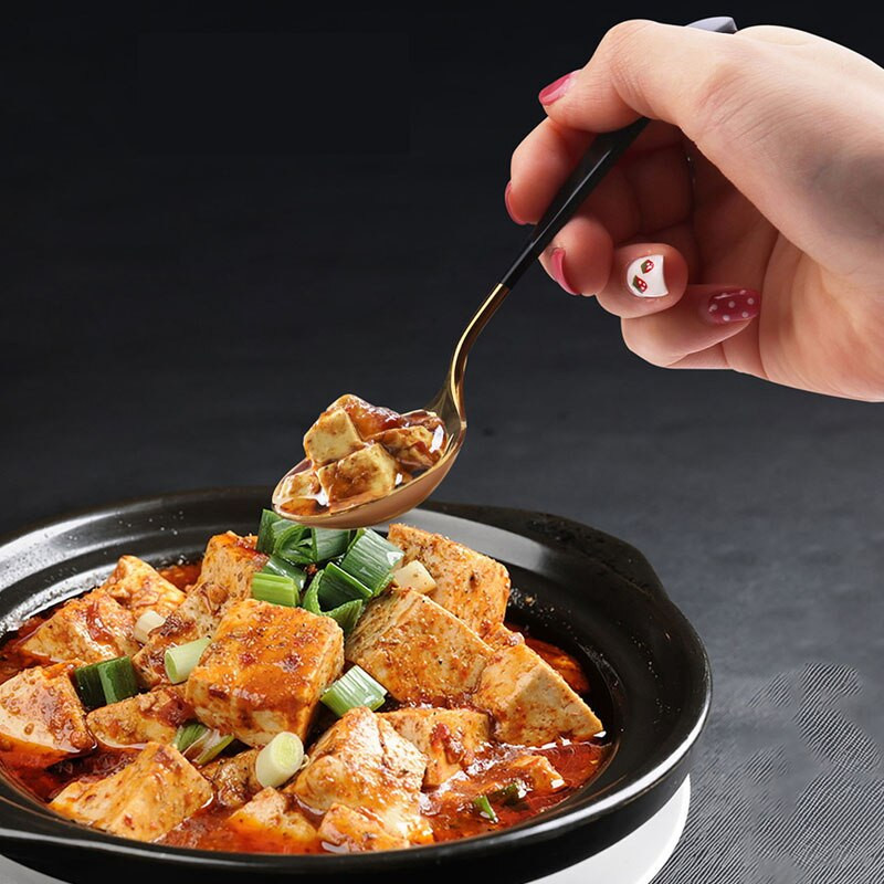 1 bucăți linguri cu cap rotund din oțel inoxidabil lingură de masă lingură de cafea pentru amestecare, folosită pentru cină, supă, cereale, desert, fructe