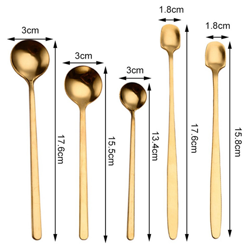 10db/készlet kávéskanál Kerek alakú rozsdamentes acél mini teáskanál cukor desszert kanál fagylalt leves kanál konyhai kiegészítők