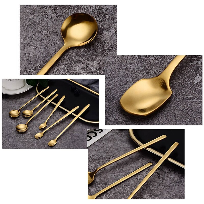 10db/készlet kávéskanál Kerek alakú rozsdamentes acél mini teáskanál cukor desszert kanál fagylalt leves kanál konyhai kiegészítők