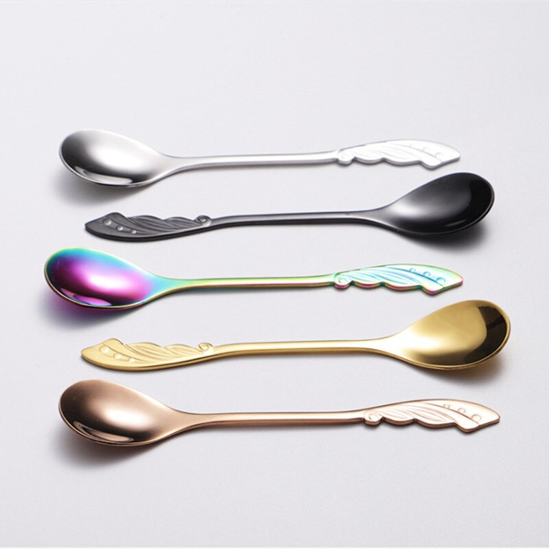 4db/készlet 304 Rozsdamentes acél kávékeverő kanál Agapanthus kanál ajándékdoboz Esküvői ajándék kanál szett Konyhai kütyük