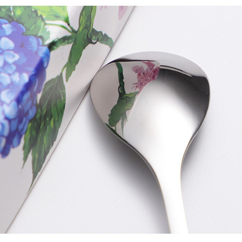 4db/készlet 304 Rozsdamentes acél kávékeverő kanál Agapanthus kanál ajándékdoboz Esküvői ajándék kanál szett Konyhai kütyük