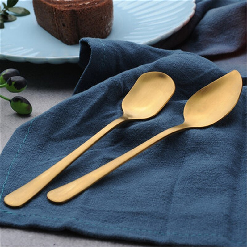 Înghețată din oțel inoxidabil cu mâner lung, lingură de ceai pentru desert, lingură de cafea colorată, tacâmuri, unelte de bucătărie, 2 buc.