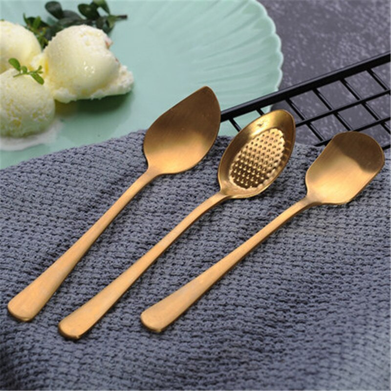 Înghețată din oțel inoxidabil cu mâner lung, lingură de ceai pentru desert, lingură de cafea colorată, tacâmuri, unelte de bucătărie, 2 buc.