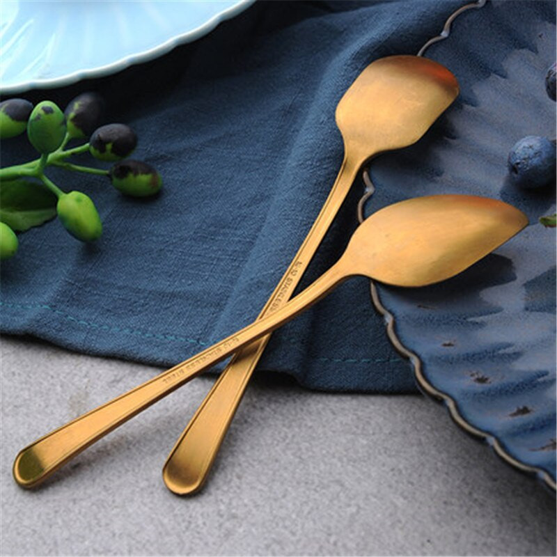 Înghețată din oțel inoxidabil cu mâner lung, lingură de ceai pentru desert, lingură de cafea colorată, tacâmuri, unelte de bucătărie, 2 buc.