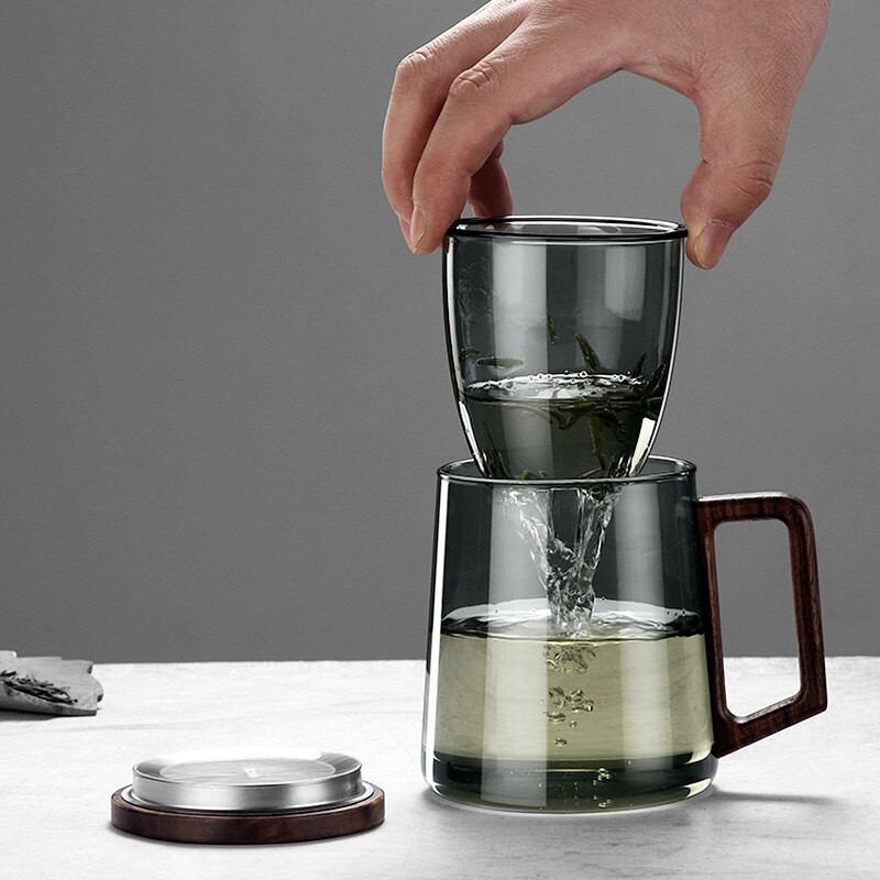 350/450ML visoka borosilikatna staklena trodijelna šalica za čaj s mjehurićima za odvajanje čaja Uredska šalica za čaj za piće Set posuđa za kućanstvo Poklon