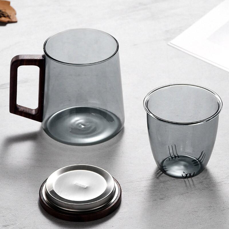 350/450ML visoka borosilikatna staklena trodijelna šalica za čaj s mjehurićima za odvajanje čaja Uredska šalica za čaj za piće Set posuđa za kućanstvo Poklon