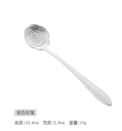 Minunate linguri de gheață cu flori curcubeu din oțel inoxidabil 410, cu oglindă, amestecare, amestecare, băutură, înghețată, desert, lingură de ceai