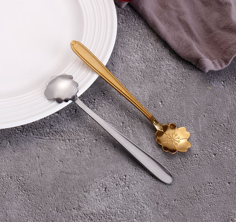 Minunate linguri de gheață cu flori curcubeu din oțel inoxidabil 410, cu oglindă, amestecare, amestecare, băutură, înghețată, desert, lingură de ceai