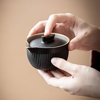 Сервиз за чай от керамика включва 1 тенджера 2 чаши Порцеланов чайник Gaiwan Чайник Инфузер Кунг Фу Туристически офис Китайска чаена церемония Чай