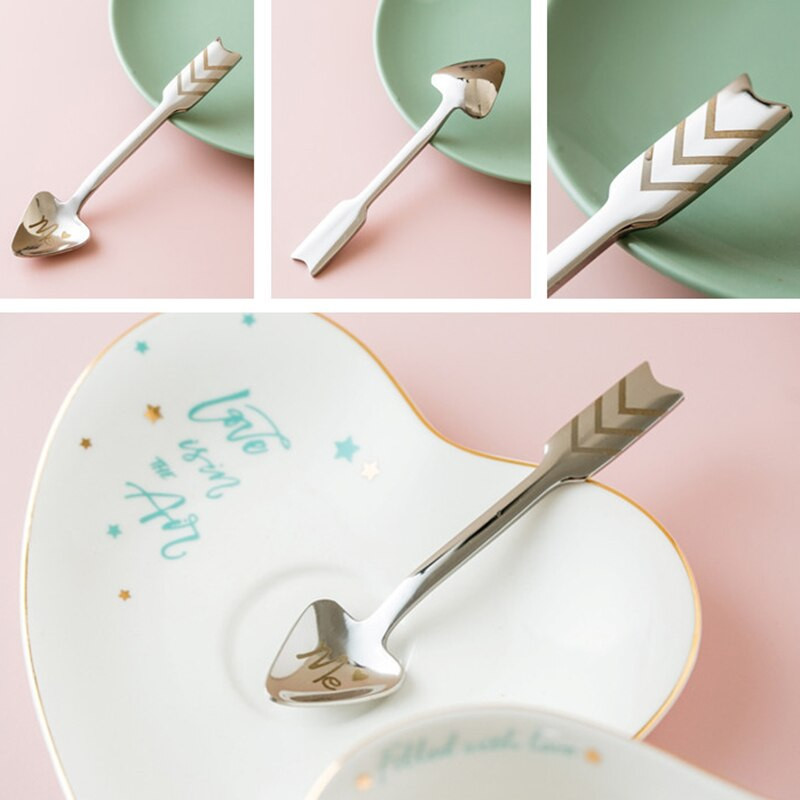 MICCK Nerezová oceľová kávová lyžička Kreatívna naberačka Cupid's Arrow Barista nástroje Miešanie kávy Kuchynská dekorácia Čajová lyžička
