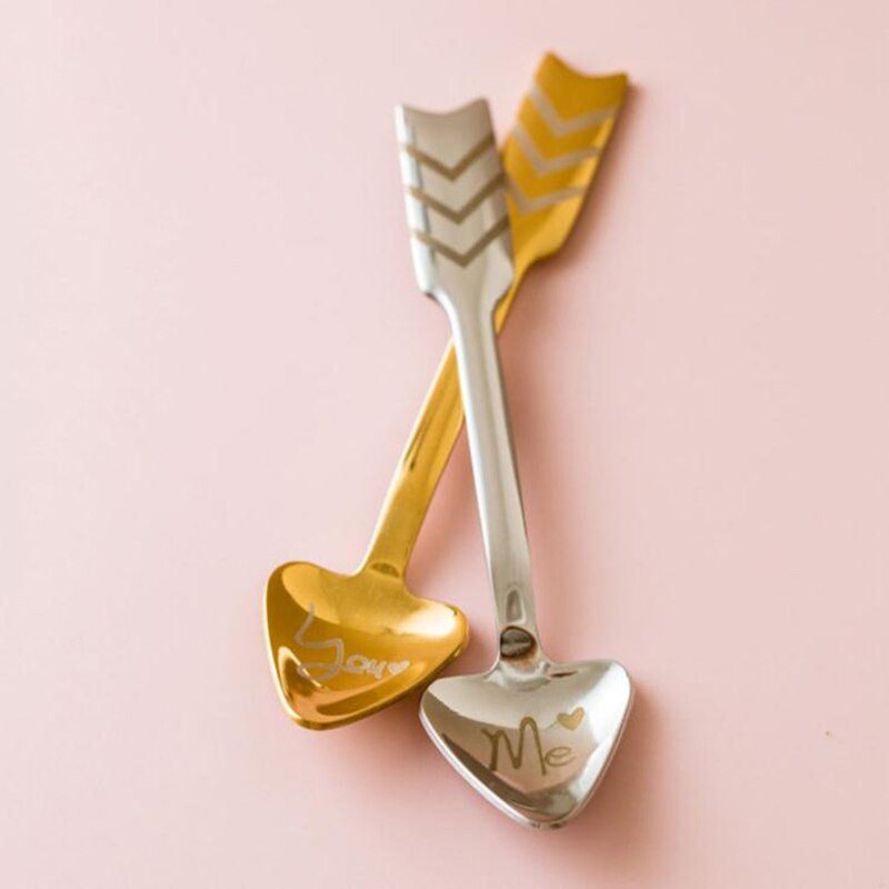 MICCK Nerezová oceľová kávová lyžička Kreatívna naberačka Cupid's Arrow Barista nástroje Miešanie kávy Kuchynská dekorácia Čajová lyžička