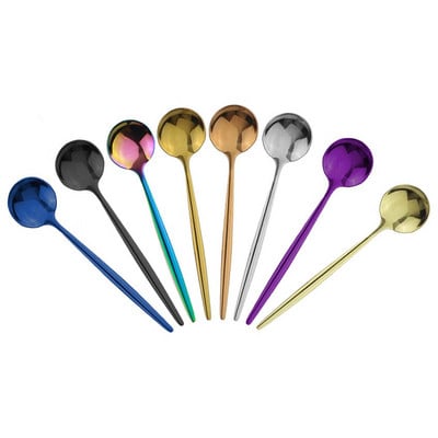 Accesorii de bucătărie Tacâmuri 6 buc. Lingură de ceai din oțel inoxidabil curcubeu Linguri de înghețată pentru desert Linguri de cafea lustruite pentru amestecare