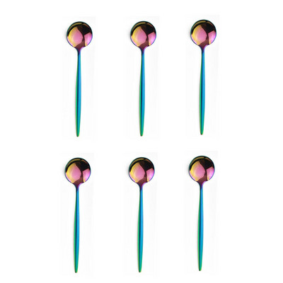 Accesorii de bucătărie Tacâmuri 6 buc. Lingură de ceai din oțel inoxidabil curcubeu Linguri de înghețată pentru desert Linguri de cafea lustruite pentru amestecare