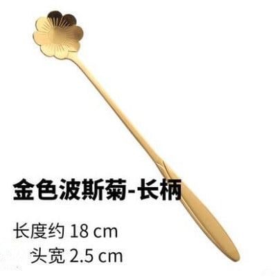 Kiváló minőségű rozsdamentes acél hosszú nyelű virág kávéskanál fagylalt desszert teáskanál konyhai kiegészítőkhöz