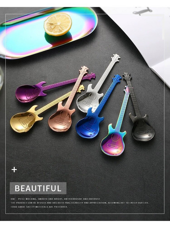 Gitara Kavos arbatiniai šaukšteliai, 4 vnt nerūdijančio plieno muzikiniai kavos šaukštai arbatiniai šaukšteliai maišymo šaukšteliai cukraus šaukštelis