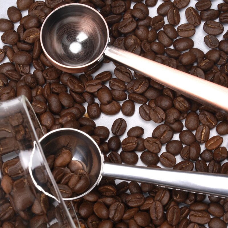 Linguriță de cafea din oțel inoxidabil două-în-unul, clemă de etanșare multifuncțională, lingură de măsurare, unelte creative de bucătărie, consumabile pentru condimente