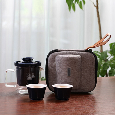 Kaasaskantav keraamiline teenõude komplekt Klaasist Kung Fu teekomplekt Teekann Traveler teenõu kotiga Teaset Gaiwani teekruusid teetseremooniaga