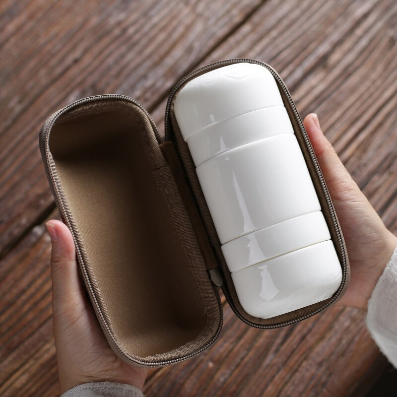 Kinijos Gaiwan arbatos rinkinys Kung Fu puodelis baltos keramikos baltos arbatos indai su 4 puodeliais arbatos rinkiniais nešiojamas kelioninis arbatos rinkinys su kelioniniu krepšiu