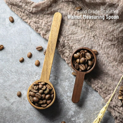 Lingurita de masurat din lemn de cafea Lingura de masurat din lemn de nuc negru Lingurita de masurat pentru condimente de zahar Accesorii pentru cafea