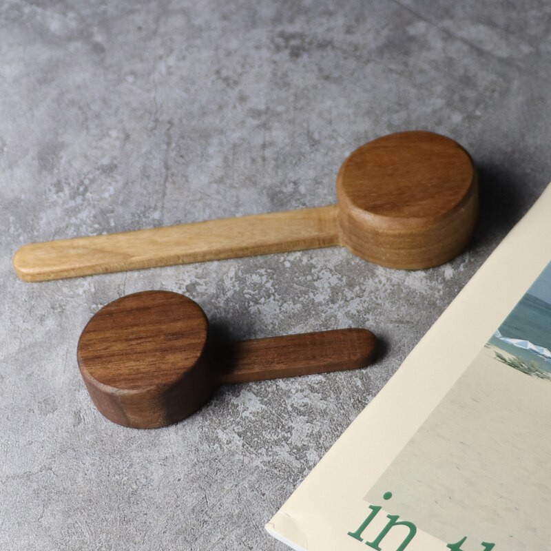 Medinis kavos kaušelis matavimo šaukštas juodo riešutmedžio medžio virtuvės šaukštas cukraus prieskonių miltelių kavos priedai matavimo šaukštas