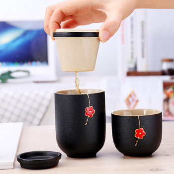 Концентрична чаша Преносими комплекти прибори за чай Керамичен кунг-фу пътен сервиз за чай Чаша в японски стил Чаша на открито Чайник за церемония