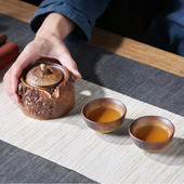 Set de ceai din ceramică japoneză din China, veselă portabilă de călătorie, ceai cu ceai Kung Fu, 1 oală, 2 căni, pentru birou, veselă vintage Gaiwan