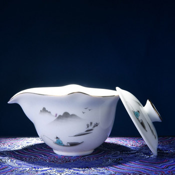 Сервизи за чай бели керамични чайници gaiwan чаши за чай китайски прибори за чай преносим сервиз за пътен чай с пътна чанта подарък пуер съдове за пиене