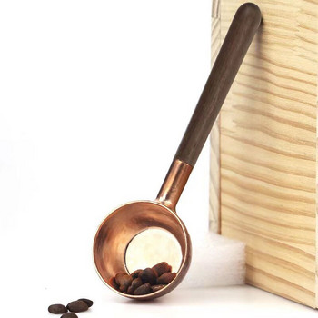 Лъжица за кафе на зърна от орех Зърна от масивно дърво с дълга дръжка Ръчно изработена медна мерителна лъжица за кафе 10 г Аксесоари за кафе