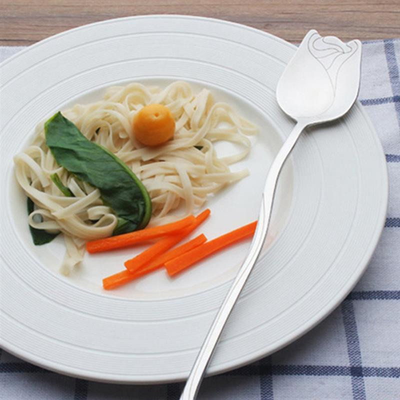 4 buc/set linguri de cafea din oțel inoxidabil cu mâner lung lingură de înghețată pentru desert cu model de flori lingură de amestecare a zahărului de cafea de bucătărie