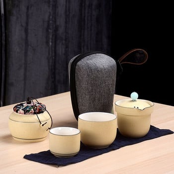 Пътуващ сервиз за чай 6 бр. Керамична преносима чанта за открито Китайски кунг-фу комплекти за чай Gaiwan Комплект чаши за чай Чаша за чаша Безплатна доставка