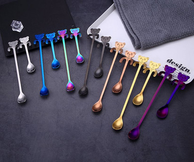 4 τμχ/σετ Ανοξείδωτα Mini Bear Spoons for Coffee Tea Desert Set Poon Set Supplies Supply Kitchen