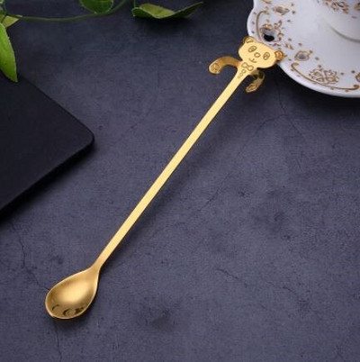 4 бр./компл. Мини лъжици за мечки от неръждаема стомана за кафе, чай, десертна напитка, лъжица, комплект прибори за хранене, кухненски консумативи