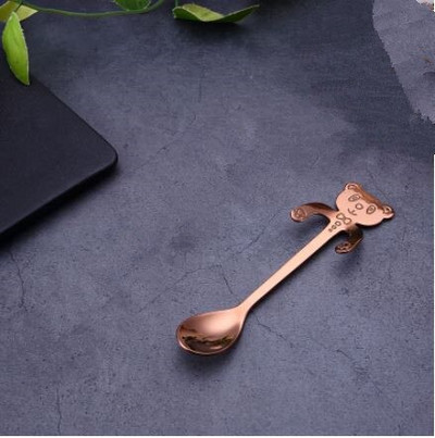 4 бр./компл. Мини лъжици за мечки от неръждаема стомана за кафе, чай, десертна напитка, лъжица, комплект прибори за хранене, кухненски консумативи