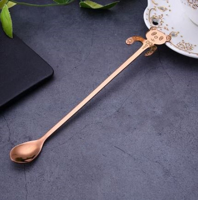 4 бр./компл. Мини лъжици за мечки от неръждаема стомана за кафе, чай, десертна напитка, лъжица, комплект прибори за хранене, кухненски консумативи