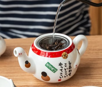 Creative Cute Lucky Cat Порцеланов сервиз за чай Чаша Teaware Cartoon Керамична чаша за чай Саксия с цедка Прекрасен чайник Plutus Cat