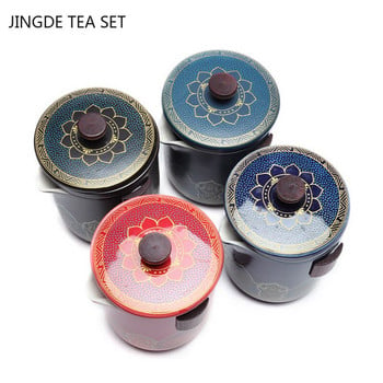 Керамичен сервиз за чай от висок клас Изискан порцеланов чайник и комплект чаши Персонализирани подаръци за чай Подаръци Преносим чайник на открито Съдове за напитки