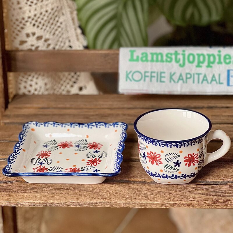 Badu.bg Ръчно рисувани чаши с чинийка Керамична чаша Порцеланови кунг ...