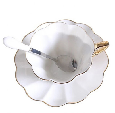 Керамична елегантна чаша за кафе от костен Китай с комплект чинийки Бял порцелан Пном Пен Офис Чаша за кафе Домашно кафене Чаша за еспресо