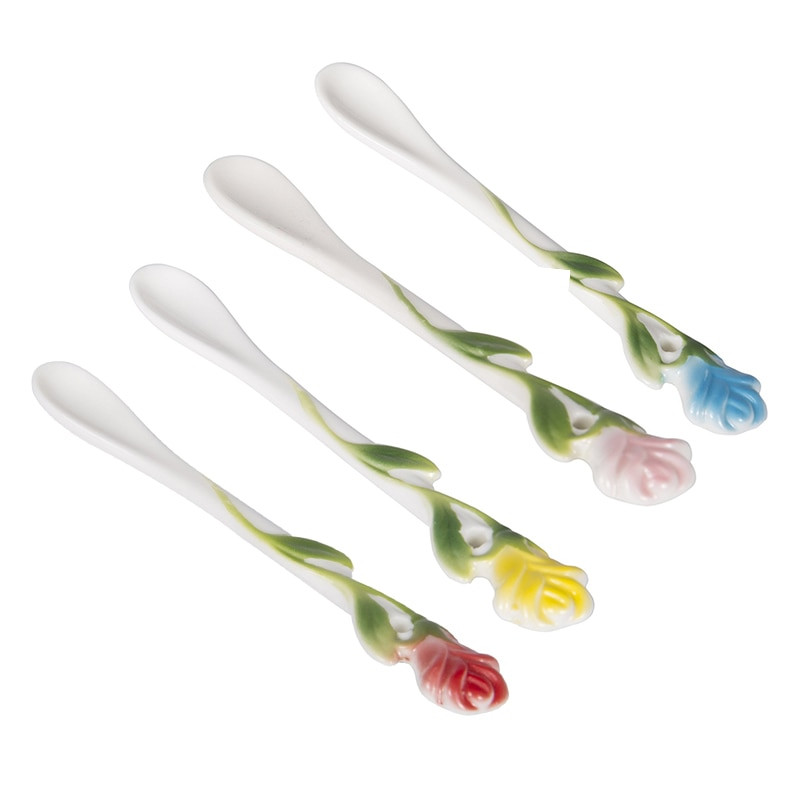 Geriausias 3D rožės formos gėlių emalio keraminis kavos arbatos puodelis ir lėkštės šaukštas Aukštos kokybės porcelianinis puodelis Kūrybiškas Valentino dovanų dizainas