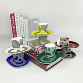 Комплект сервизи Creative Rainbow Runway Комплект чинии от костен порцелан и чаши за кафе Следобеден висок клас Подарък за дома