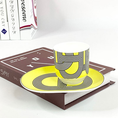 Комплект сервизи Creative Rainbow Runway Комплект чинии от костен порцелан и чаши за кафе Следобеден висок клас Подарък за дома