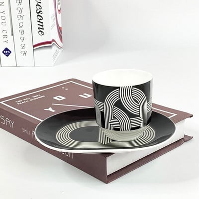 Комплект сервизи Creative Rainbow Runway Комплект чинии от костен порцелан и чаши за кафе Следобеден висок клас Подарък за дома