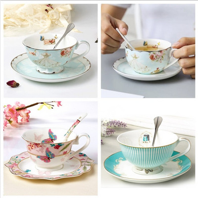 Romantiline Euroopa kohvitassi alustassi komplekt Creative Ceramic Cup Advanced Valentine Flower Tea Teetass Kingitus Portselanist jooginõud