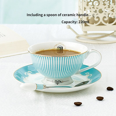 Романтична Европа Чаша за кафе Комплект чинийки Творческа керамична чаша Разширено Свети Валентин Цвете Чаша за чай Подарък Порцеланова посуда