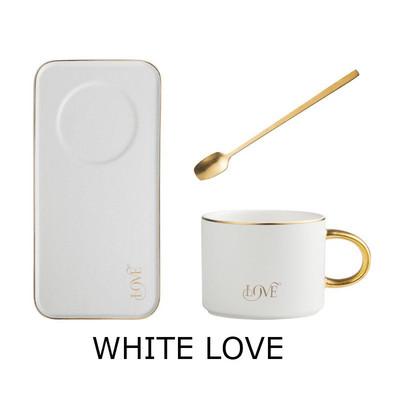 Луксозен керамичен офис чаша за кафе и чинийка в скандинавски стил Луксозен сервиз за чай в европейски стил Творчески сервиз за чай Сервизи за хранене Поднос за закуска