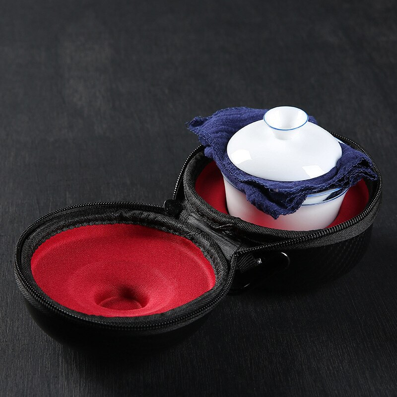 Set de ceai chinezesc portabil de călătorie 4 căni 1 oală, ceainic din ceramică lucrat manual ceainic porțelan ceașcă de ceai gaiwan, ceainic ceainic