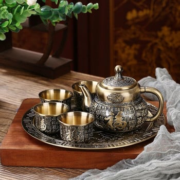 2022 г. Ретро бронзов комплект за чай Kung Fu в европейски стил домашен китайски набор от висок клас чайник поднос за чаша за чай подарък орнаменти
