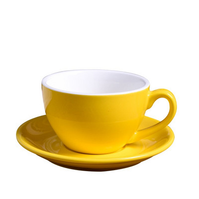 220 ml-es kiváló minőségű kerámia kávéscsészék Kávéscsésze készlet Egyszerű európai stílusú Cappuccino virágos csészék Latte színes tiszta Poháralátét